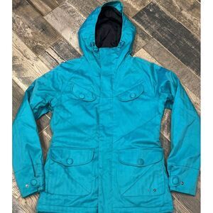 Burton DryRide Document Jacket Women Teal Green Snowboard Ski Snow Zip Hooded M